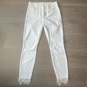 Mother Jeans - white with lace detail on ankle. Size 27.